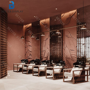 Salão beleza decoração design personalizado salão exibição gabinete barbearia móveis profissional barbearia estação espelho - Product Image 4