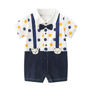 Ensemble de vêtements pour bébé 100% coton, motif brodé petit gentleman, vêtements d'été pour bébés garçons nouveau-nés - Product Image 2