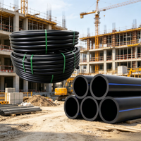 Tuyau en plastique noir HDPE, tuyau d'eau HDPE pour applications de pompes de puits, de forages et de pompes submersibles