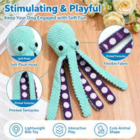 Jouet interactif pour animaux de compagnie, pieuvre en peluche colorée et réversible, changeant de couleur, avec couineur et fonction à mâcher