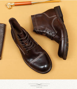 Bottes Chelsea montantes pour hommes en cuir véritable, à semelle épaisse, antidérapantes, style britannique, pour l'hiver, décontractées et professionnelles, de haute qualité - Product Image 4