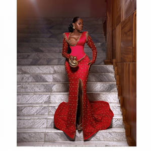 Auténtico lujo somalí novia Dirac vestido ricamente adornado bordado algodón seda Slim Fit bodas africanas ocasiones festivas - Product Image 1