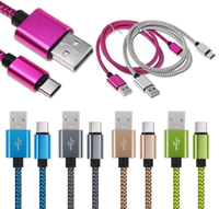 Câble de charge rapide USB A vers Micro USB / iOS / Type C en nylon tressé 2A avec alliage d'aluminium pour iPhone / Xiaomi / Huawei / OPPO