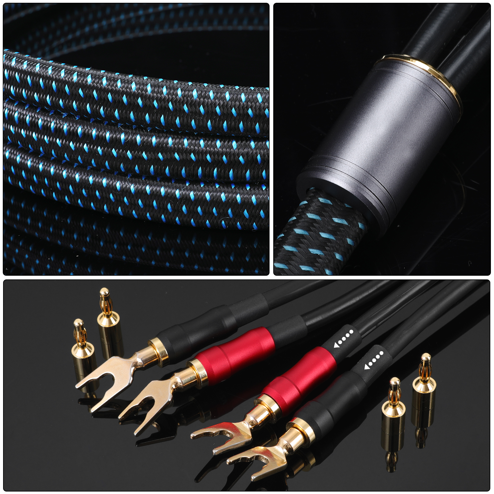 Premium HiFi Speaker Cable with Replaceable Connector Banana/Y Plug Audio Cable for Amplifier
