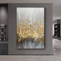 Haute qualité 3D Texture feuille d'or pur dessiné à la main peinture à l'huile abstraite Art mural