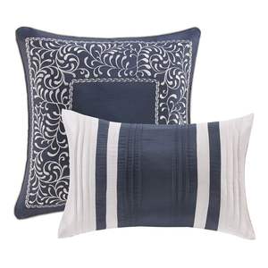 Juego de edredón de Jacquard de 8 piezas DB, patrón de rayas moderno, tamaño Queen con 3 uds, fundas de almohada, relleno de PVC de poliéster para hoteles - Product Image 5