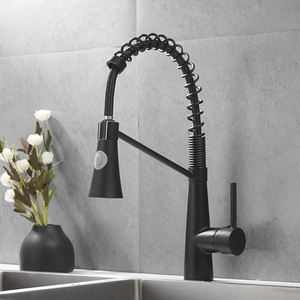 Black Brass 2 Way Water Outlet Kitchen Single Handle Pull <b>Down</b> Spring Kitchen Tap AT8834B Black Adds Modern Elegance to Y - Product Image 5