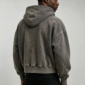 <span class=keywords><strong>Felpa</strong></span> <span class=keywords><strong>con</strong></span> <span class=keywords><strong>Zip</strong></span> Personalizzata Effetto Acid Wash, <span class=keywords><strong>Felpa</strong></span> Oversize in Cotone Pesante da Uomo Stile Streetwear <span class=keywords><strong>con</strong></span> Logo OEM - Product Image 2
