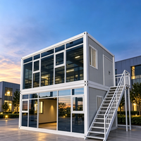 Maison Conteneur en Verre Modulaire Détachable Préfabriquée en Acier à Double Couche Contemporaine pour Résidence