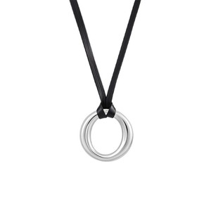 Dinle Metal <b>Ring</b> Pendant <b>Necklace</b> Silver Zinc Alloy Leather Rope Sweater Chain For Women Gift Leisure Style - Product Image 3