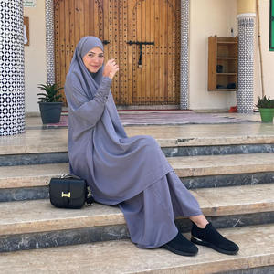 2022中东马来纯色两件式蝙蝠袖两件式套装祈祷Abaya Jilbab - Product Image 6