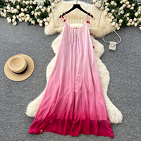 Robe longue ample et fluide à bretelles et motifs floraux 3D pour femme, idéale pour les vacances de printemps