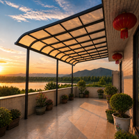 Kanopi Patio Atap Datar Villa Balkon Aluminium Polikarbonat Pergola Anti UV Tahan Air Ruang Terbuka Kustom OEM