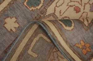 Alfombra de lana hecha a mano geométrica Beige Oushak tinte vegetal acento 6x9 pies alfombra turca para ejercicio en casa oración adolescentes - Product Image 5