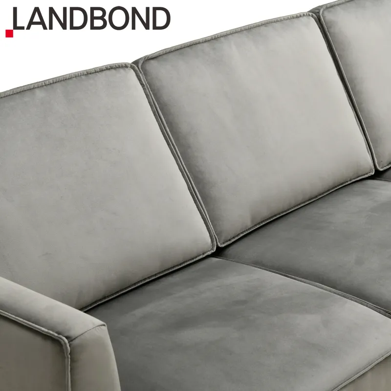 Европейский дизайн L-образной формы Kd, мебель для дома, угловая кушетка, роскошная гостиная, современный серый бархатный диван, набор
