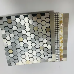 Fabrik preis selbst klebende wasserdichte Küche Backs plash Hexagon polierte Stick 3d Vinyl Mosaik fliese