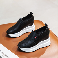 Chaussures de sport pour femmes à semelle épaisse et confortable, nouvelle collection printemps-automne, style rehaussé en maille, avec talon intégré