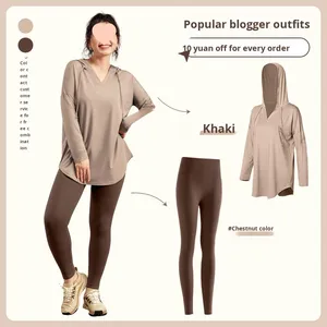 Camiseta de Yoga Transpirable de <span class=keywords><strong>Manga</strong></span> <span class=keywords><strong>Larga</strong></span> para Mujer, Talla Grande, para Deportes, Top con Capucha para Otoño, Secado Rápido, Traje de Entrenamiento, Ropa Deportiva - Product Image 2