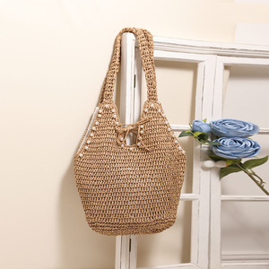 Sac de plage en paille tressée de luxe pour femme, style <span class=keywords><strong>français</strong></span>, nouvelle collection été, sac seau vintage pour vacances à la mer et shopping - Product Image 2