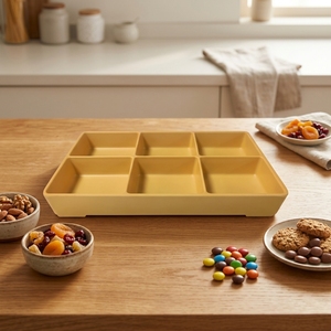 <span class=keywords><strong>Assiette</strong></span> de service HCMA en mélamine à 6 compartiments, couleur <span class=keywords><strong>bois</strong></span>, pour snacks, bonbons et apéritifs, idéale pour les fêtes - Product Image 3