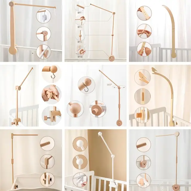 Hot Bán Nursery Bằng Gỗ Crib Chuông Khung Muỗi Net Treo Rod Crib Di Động Cho Bé