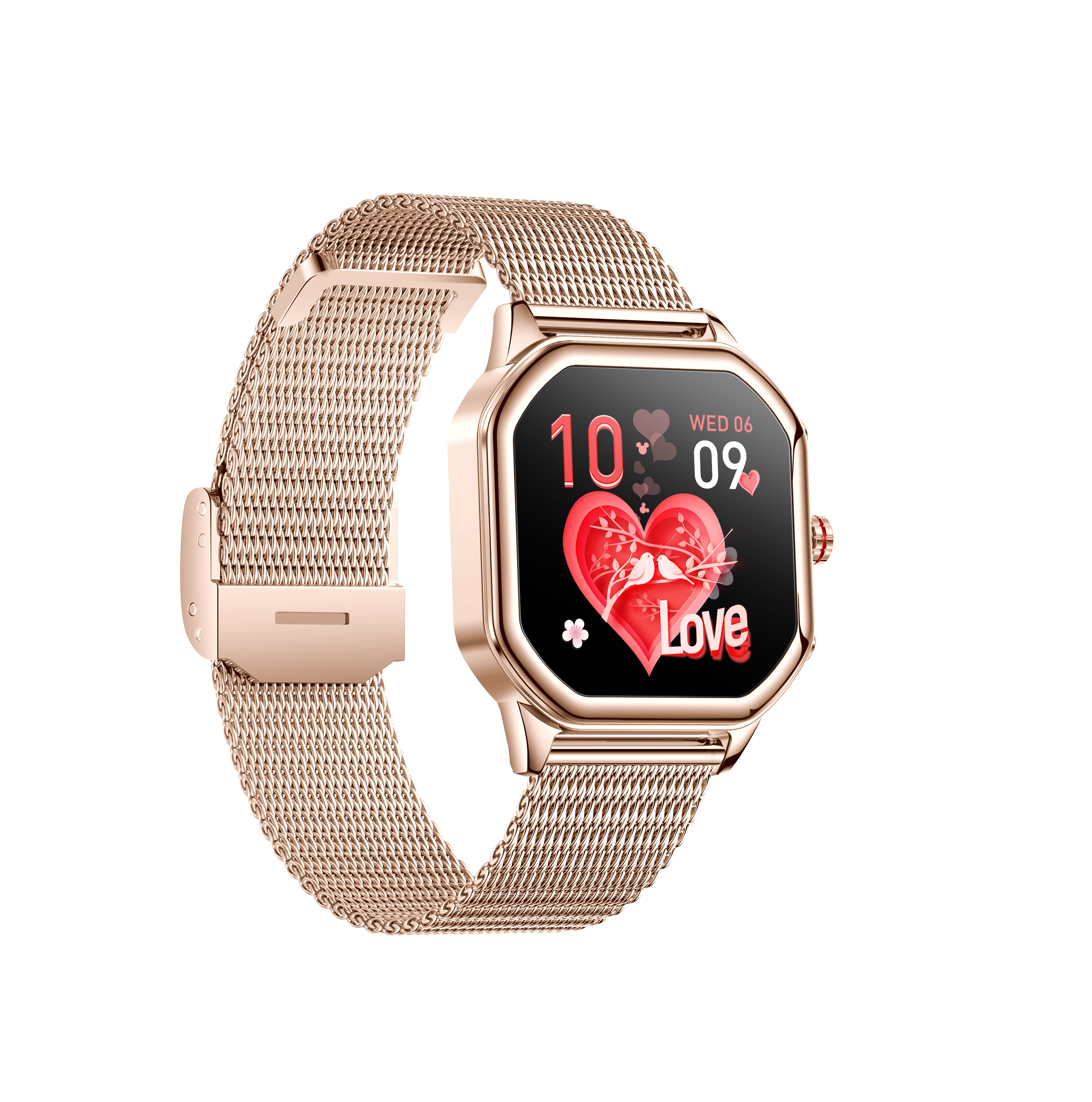 Rose gold steel watchband