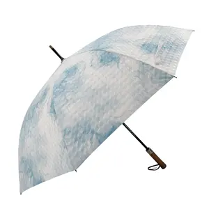 Groothandel Regenparaplu Recht Winddicht Nieuwste Ontwerp 3d Drijvende Print Stof Luxe Handvat Paraplu