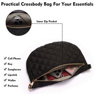Bolso Bandolera de Media Luna Acolchado de Moda, Impermeable, Súper Elegante y Altamente Funcional para Compras, Citas y Actividades al Aire Libre - Product Image 2