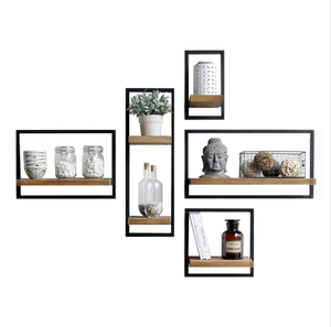 Étagère murale en bois de <span class=keywords><strong>pin</strong></span>, étagères de rangement en fil métallique, étagères flottantes en bois, accessoires de meubles muraux pour la maison - Product Image 2
