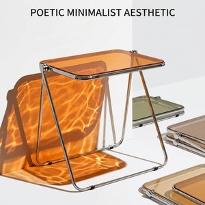 Tavolino Laterale Pieghevole in Acrilico, Tavolino <span class=keywords><strong>da</strong></span> Caffè Minimalista Impilabile per <span class=keywords><strong>Soggiorno</strong></span> e Camera <span class=keywords><strong>da</strong></span> Letto - Product Image 6