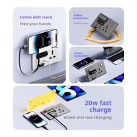Enchufe Inteligente con Puerto USB C de Carga Rápida PD de 20 W para el Hogar, Cable Retráctil, Enchufe Universal Tipo C para Carga de Teléfonos Móviles, Enchufe de Panel para PC