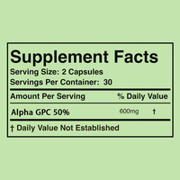 Capsules de choline Alpha GPC OEM favorisant la santé des nerfs et soutenant la santé cardiovasculaire, complément alimentaire pour le cerveau à base de choline Alpha GPC.