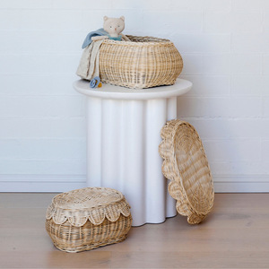 Cesta de almacenamiento de llaves montada en la pared de ratán, caja de almacenamiento de escritorio cubierta de forma ovalada para decoración del hogar y la casa de huéspedes - Product Image 2