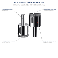 Scie cloche diamantée pour verre électroplaqué, substrat en acier, OEM ODM, logo personnalisé, tailles disponibles