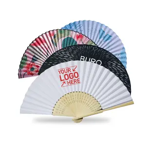 Großhandel chinesische benutzer definierte Bambus bedruckte Stoff Bambus Fan Faltpapier Fan Hand Fan für Gefälligkeiten Geschenk