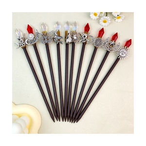 DIY 18cm superventas colorido Luna estrella pelo palo chino <span class=keywords><strong>redbud</strong></span> sol flor Horquillas para el cabello cola a granel peine belleza peine en venta - Product Image 4