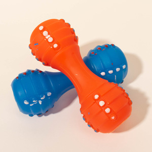 New polka dot <b>dumbbell</b> dog toy, squeaky vinyl sound toy for teeth cleaning and pet use. - Product Image 4