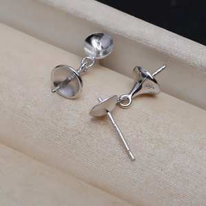 Handmade S925 Silver Double Bead <b>Earrings</b> Female DIY Jewelry Accessories with Empty Stand JG5237 <b>Pearl</b> <b>Earrings</b> - Product Image 5