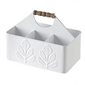 Cesta de almacenamiento rectangular de alambre con 5 compartimentos, soporte para utensilios, organizador de cocina, estilo industrial multiusos - Product Image 2