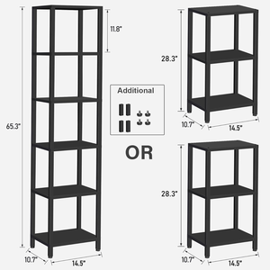 <span class=keywords><strong>Libreria</strong></span> Industriale a 6 Ripiani da 166 cm, <span class=keywords><strong>Scaffale</strong></span> Impilabile Fai-da-Te per Casa e Ufficio, Nero - Product Image 2