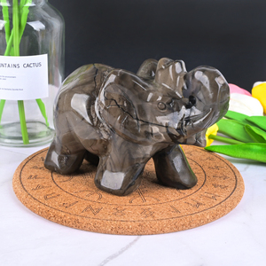 Sculptures d'éléphants en pierre naturelle en gros, artisanat en pierres précieuses, sculptures d'animaux en agate volcanique pour la décoration - Product Image 3