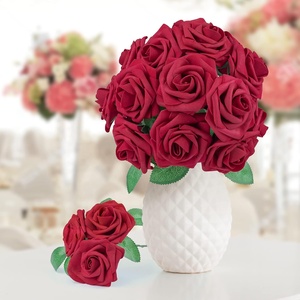 <span class=keywords><strong>50</strong></span> pezzi <span class=keywords><strong>rose</strong></span> <span class=keywords><strong>rosse</strong></span> finte di alta qualità per fai da te Bouquet da sposa centrotavola doccia casa fiori decorazioni disposizione - Product Image 3