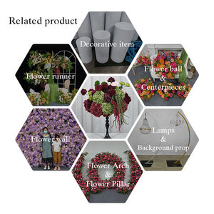 Ensemble de fleurs artificielles en soie bordeaux pour la décoration de fond de scène de mariage, style moderne - Product Image 5