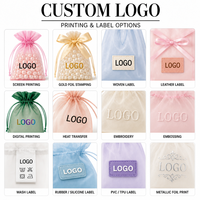 Pochette en organza texturé en dentelle ivoire avec cordon de serrage, design de logo personnalisé, estampage à chaud, sac cosmétique pour bijoux, emballage cadeau de mariage