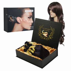 Meilleur papier attrayant carton <span class=keywords><strong>noir</strong></span> ruban magnétique boîte à perruque insert en satin pour emballage boîte à perruque - Product Image 5