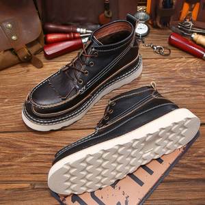 Nouvelles Bottes Décontractées pour Hommes 2026 - Bottes de Travail Tendance en Cuir Véritable Antidérapantes, Rehaussées, à Pompons, Doublées Polaire, Chaudes et Respirantes - Product Image 4