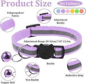 Collier Réfléchissant 3M en PU de Luxe Personnalisé pour Animaux de Compagnie, Réglable, avec Boucle de Sécurité Détachable et Clochette Intégrée – Vente en Gros à Prix Abordable - Product Image 3