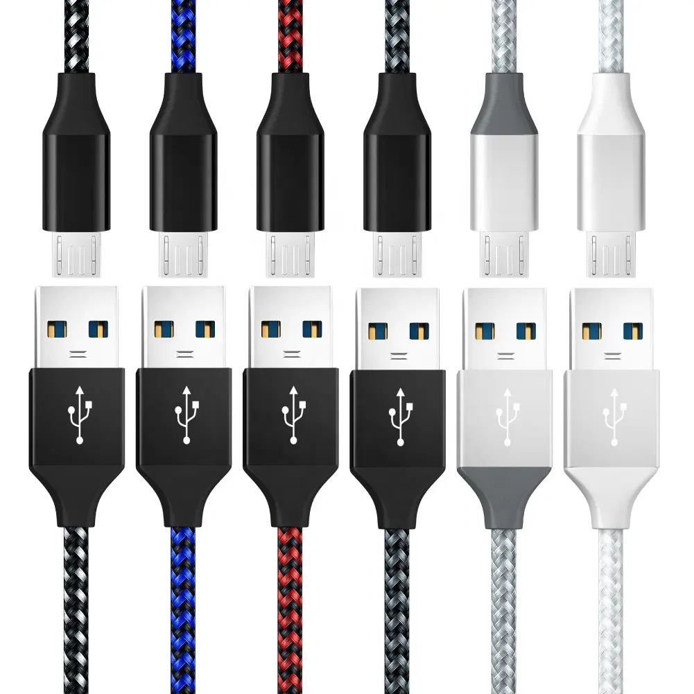Micro USB Cable 3ft 6ft 10ft 3 Pack 5 Pack Braided Nylon 2A Micro USB Charger Data Cable for Android Micro USB Cable 1M 2M 3M