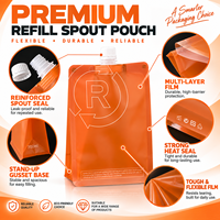 Pochettes souples personnalisées refermables avec bouchon pour emballage de liquides (shampoing, après-shampoing, gel douche, produits de soin personnel)
