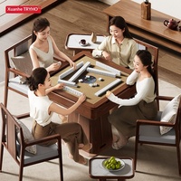 Table de Mahjong Électrique Entièrement Automatique Xuanhe en Noyer Noir, Style Chinois Moderne, en Bois Massif pour la Maison